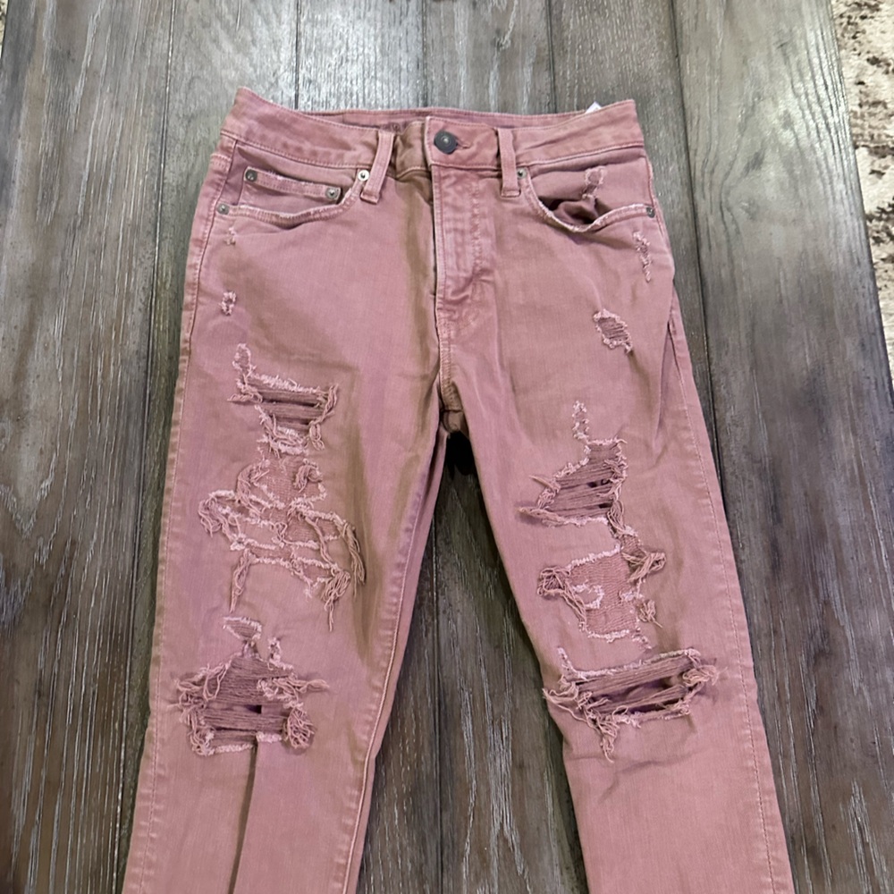 AE Distressed Pink Skinny Jeans - Picture 2 of 7